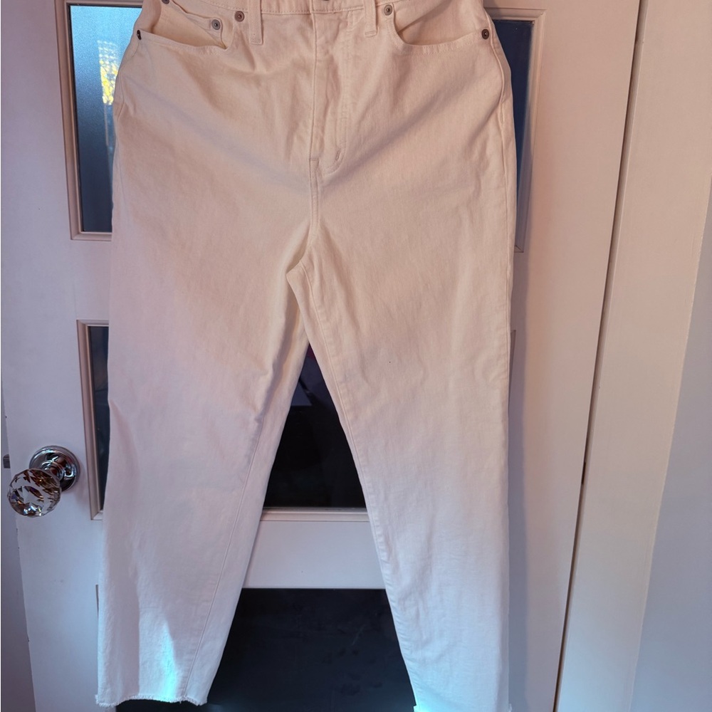 Madewell White Straight Leg Jeans Classic Cotton Blend
